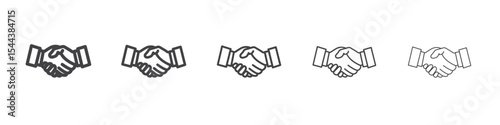 Handshake icon vector outline set illustration sign