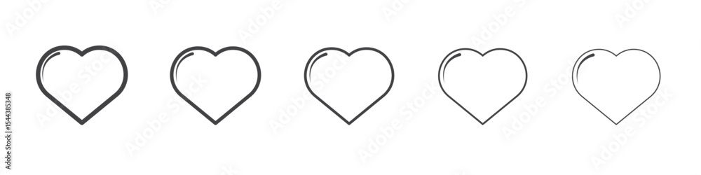 Heart icon vector outline set illustration sign Heart icon vector outline set illustration sign