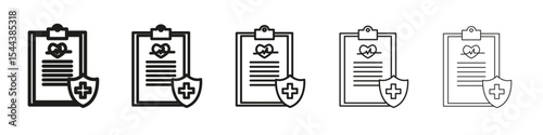 Health insurance icon vector outline set illustration sign