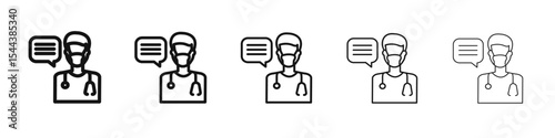 Healthcare Chat icon vector outline set illustration sign