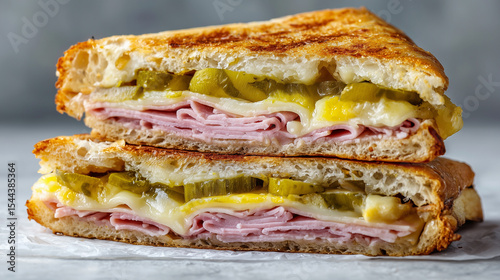 Cuban sandwich with ham cheese pickles