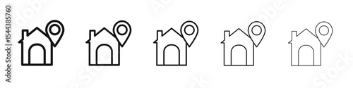 Home Address icon vector outline set illustration sign