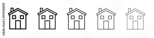 House icon vector outline set illustration sign