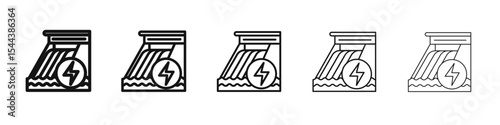 Hydroelectric dam icon vector outline set illustration sign