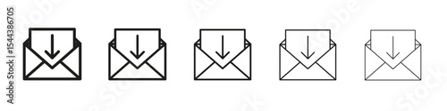 Inbox icon vector outline set illustration sign