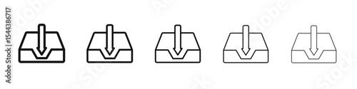 Inbox icon vector outline set illustration sign