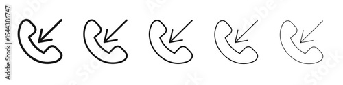 Incoming Call icon vector outline set illustration sign