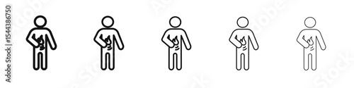 Indigestion icon vector outline set illustration sign