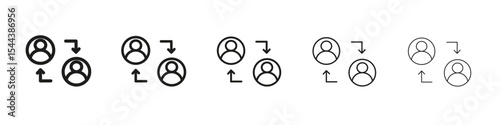Interaction icon vector outline set illustration sign