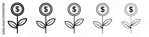 Investment icon vector outline set illustration sign