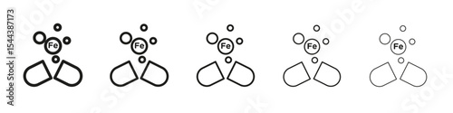 Iron capsule icon vector outline set illustration sign