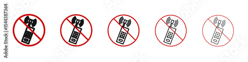 ISO 7010 No activated mobile phone icon vector outline set illustration sign