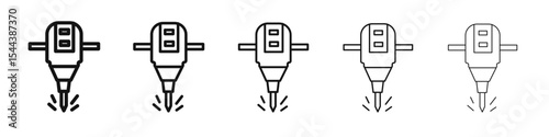 jack hammer icon vector outline set illustration sign