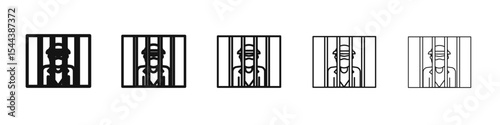 jail criminal prisioner icon vector outline set illustration sign