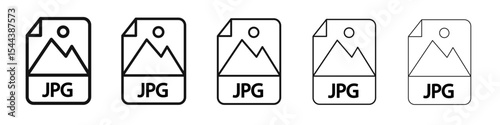 Jpg icon vector outline set illustration sign