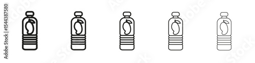 Juice bottle icon vector outline set illustration sign