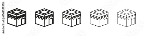 Kaaba icon vector outline set illustration sign