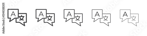 Language icon vector outline set illustration sign