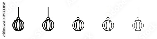 Lantern icon vector outline set illustration sign