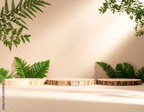 Terracotta Backdrop with Circular Stone and Leaf Decor