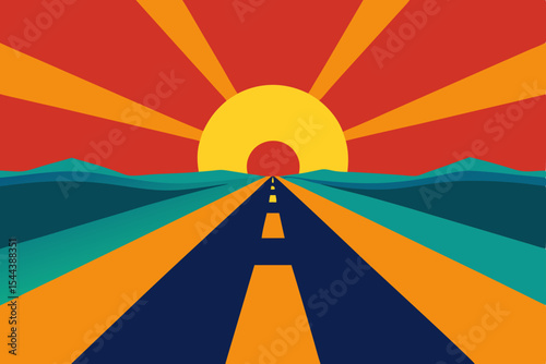 Sunset Road Trip Open Highway Adventure Awaits