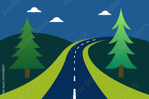 Scenic Winding Road Through Evergreen Forest A Journey of Nature and Adventure