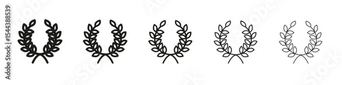 Laurel wreath icon vector outline set illustration sign