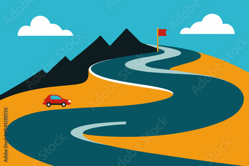 Winding Road to Success Achieving Goals and Milestones