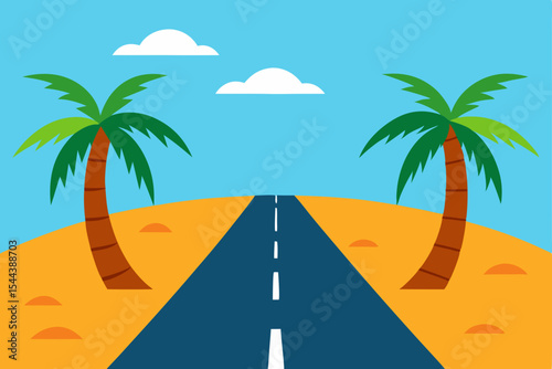Tropical Road Trip Palm Trees, Open Road, and Summer Vacation