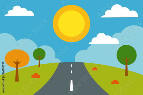 Sunny Autumn Road Trip Scenic Route Ahead
