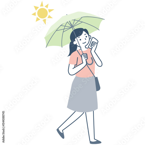 日傘をさして歩く女性