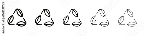 Leaves eco recycle icon vector outline set illustration sign