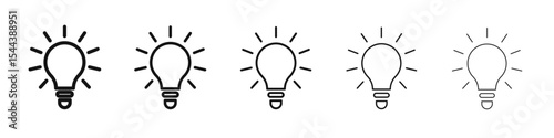 Light Bulb icon vector outline set illustration sign
