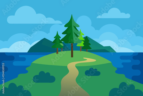 Serene Island Escape A Picturesque Path Winding Through Nature's Embrace