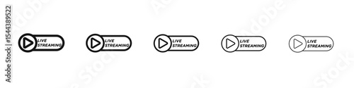 Live streaming icon vector outline set illustration sign