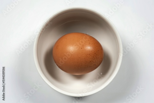 a single, speckled brown chicken egg