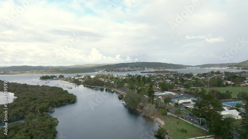 Wallpaper Mural Aerial: Drone flying backwards over the water ways in Woy Woy, Central coast, Australia Torontodigital.ca