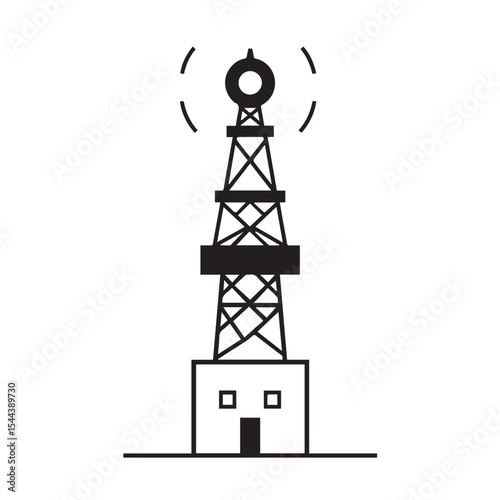 Simple black and white illustration of a radio transmission tower