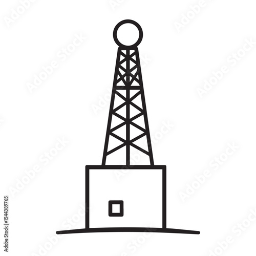 Simple line drawing of a telecommunication tower with a round antenna