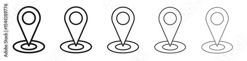 Location pin icon vector outline set illustration sign