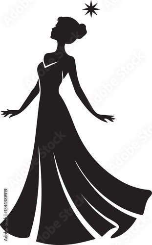 silhouette of a bride in a wedding dress