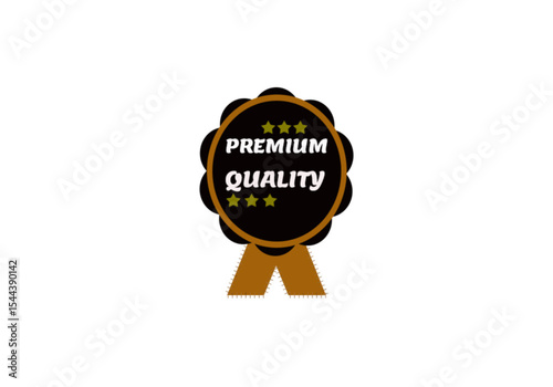Premium Quality Badge with Stars and Ribbon | Product Certification Seal for Marketing and Design Materials