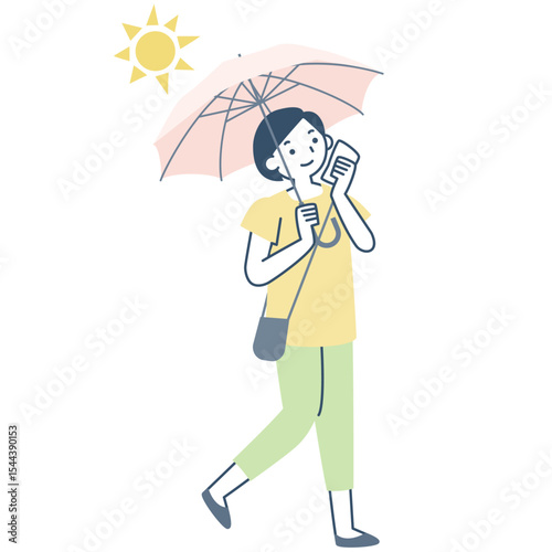 日傘をさして歩く女性