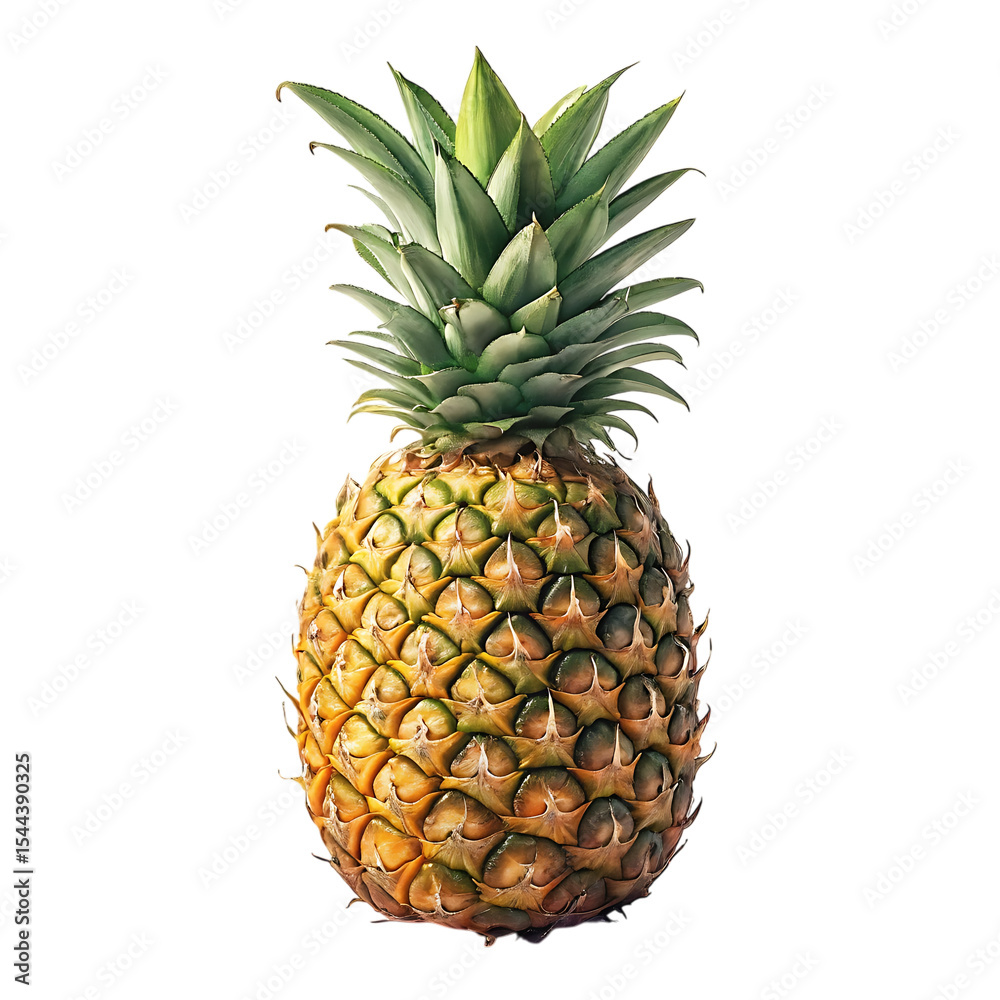 Fototapeta premium Fresh, ripe tropical pineapple fruit isolated on a white background