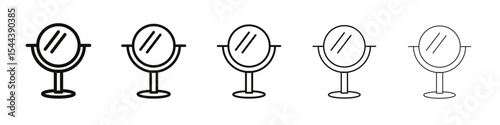 Makeup mirror icon vector outline set illustration sign