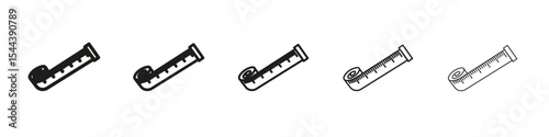 Measuring tape icon vector outline set illustration sign