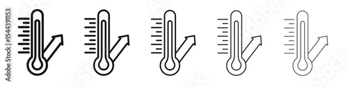 Meterology thermometer measuring icon vector outline set illustration sign