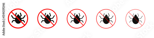 Mite in the prohibition sign vector outline set illustration sign
