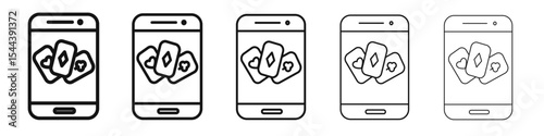 Mobile casino icon vector outline set illustration sign