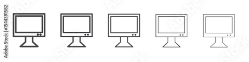Monitor icon vector outline set illustration sign